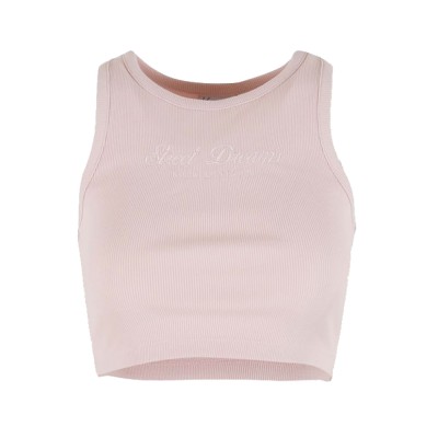 Karl Kani Slogan Rib Cropped Racer Top Ροζ